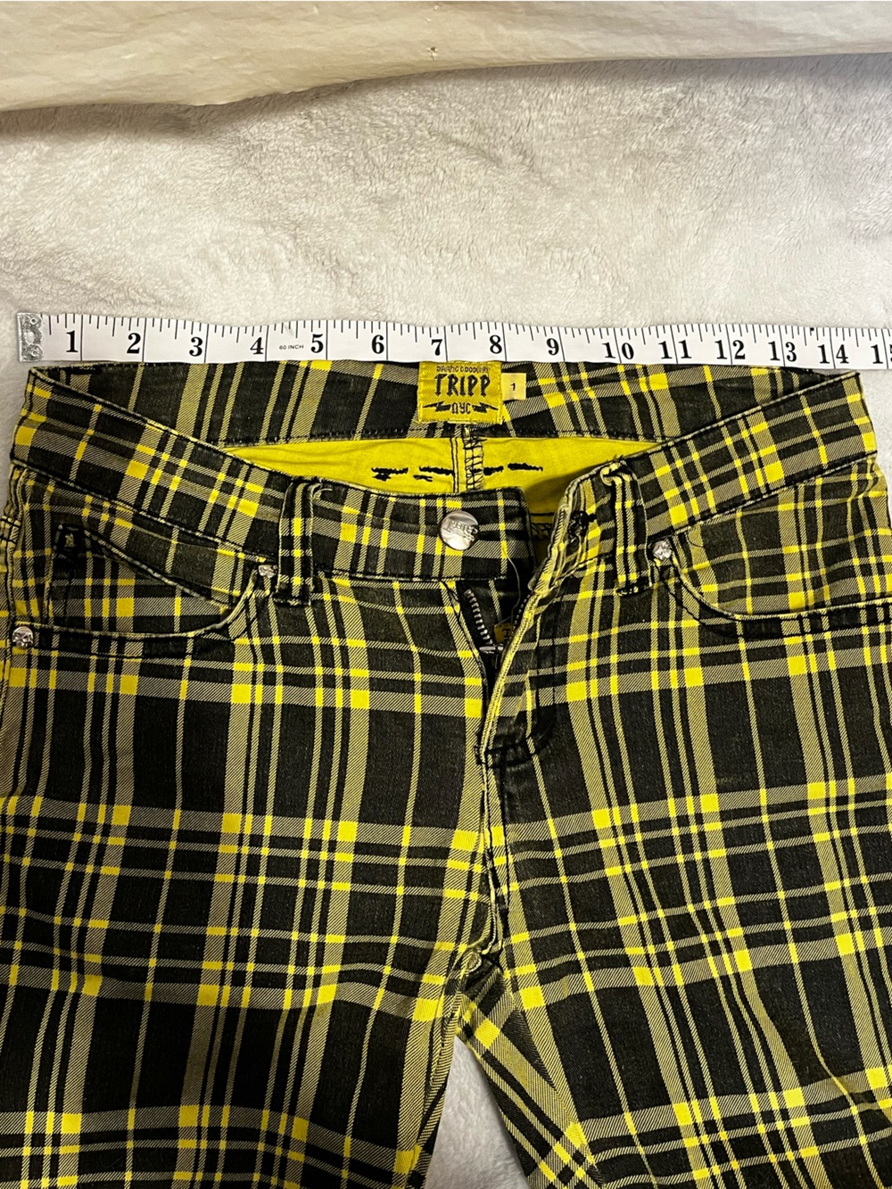 Tripp NYC Yellow Plaid Rocker Skinny Jeans - Picture 6 of 6